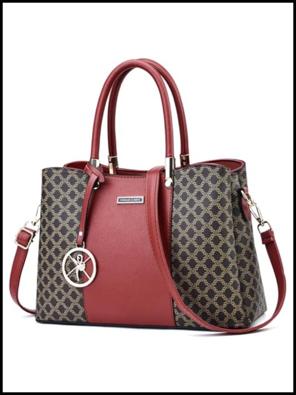 Women's PU Leather Satchel Handbag Tote Crossbody Bag 7 Pockets